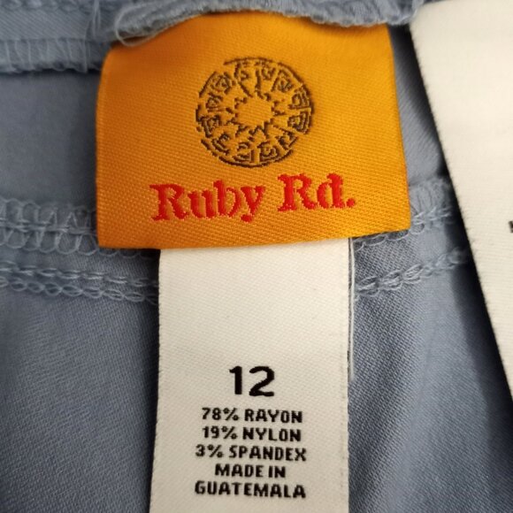 Ruby Rd. Womens 12 Light Blue Pull On Capri Stretch Pants - Picture 4 of 4